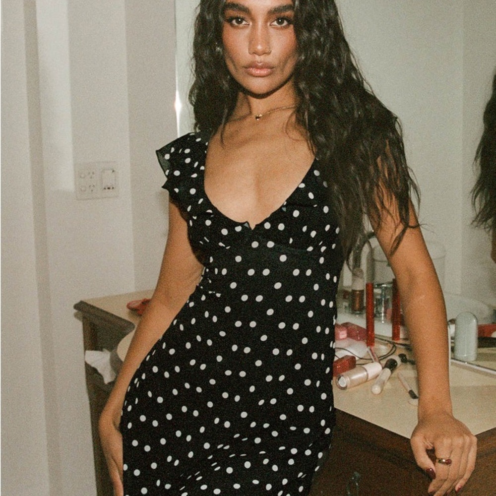 Princess Polly I GUESS SO MINI DRESS BLACK POLKA DOT